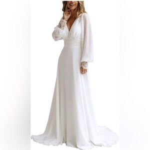 Elegant Long Sleeve White Dress